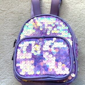 NEW Claire’s Little Girl Toddler LAVENDER Sequin Backpack . Never worn
